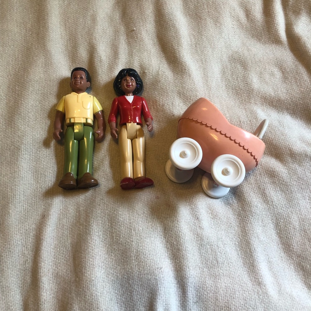 Vintage Little Tikes mom and dad with stroller
